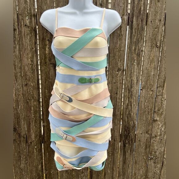 🍄AKIRA STRAP UP BANDAGE MINI DRESS Size M (AA1) - Picture 4 of 15